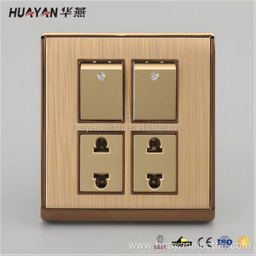 Best selling 2 switch+2 ways HYS golden socket